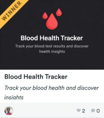 Blood Health Tracker shown as a winner in the Serverpod hackathon